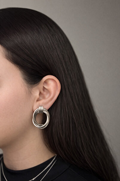 lit accessories Gümüş Rengi Sarmal Küpe