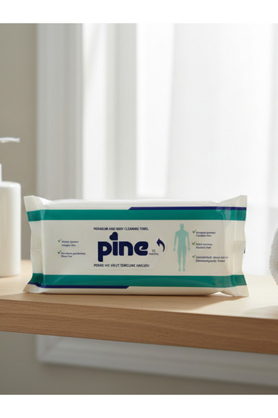 Pine Alkolsüz Hasta Perine Ve Vücut Temizleme Havlusu 50 Adet (1 Paket)