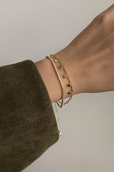 Okko Store Colorful Stones Detailed Waterway Bracelet