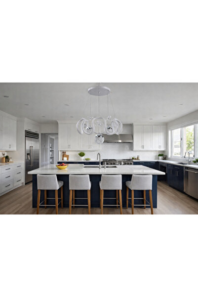 TREND KAFKAS Pearl White Sarkıt Avize – 3’lü kristal küre Modern Mutfak & Sal...