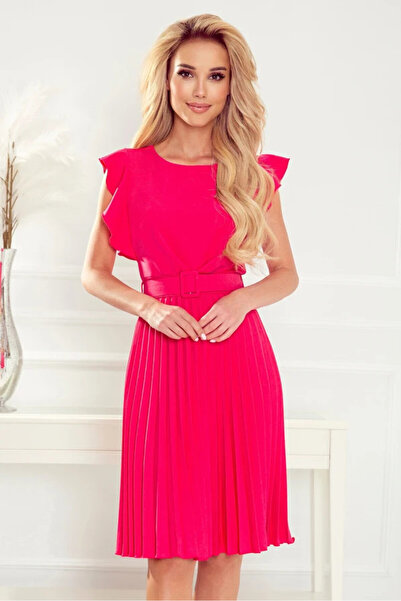Numoco Rochie Numoco, plisata cu cordon, culoare fucsia, marime XL