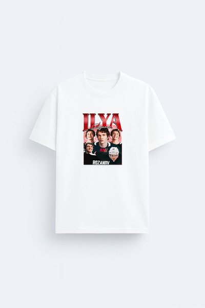 AYDESİGN Heated Rivalry İlya Rozanov 81 Tricou alb cu guler tip ciclist imprimat