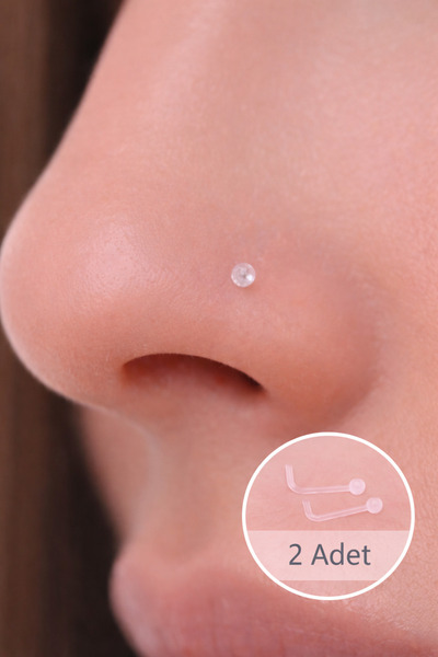 Sacce Scarves&Accessories Bioflex L Burun Hızması 2 Adet Şeffaf Mini Top Esne...