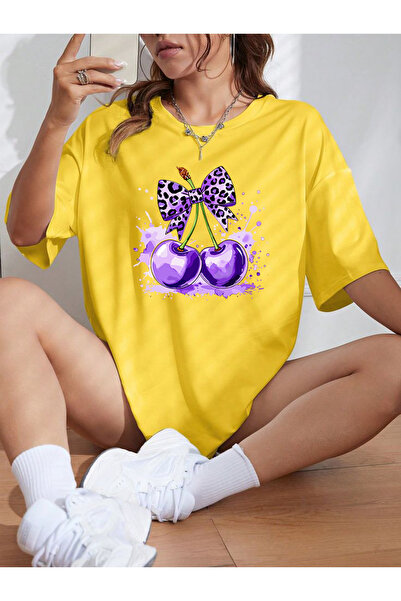 SUNFREE تيشيرت نسائي من القطن الممشط بأكمام قصيرة وياقة دائرية وطباعة MOR LEO...