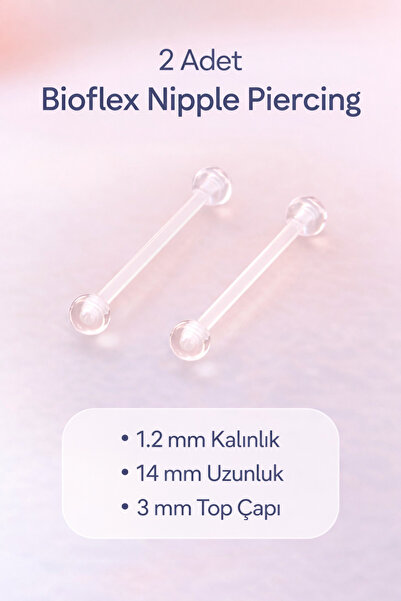 Sacce Scarves&Accessories Bioplast Bioflex Nipple Piercing 2 Adet 1.2 mm Şeff...