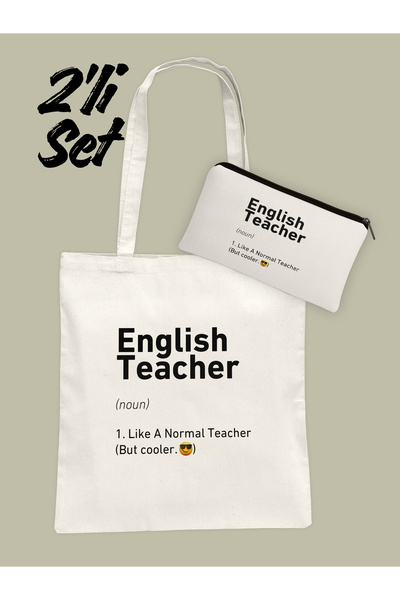 Hayali Şeyler Öğretmene Özel Bez Çanta ve Clutch 2’li Set