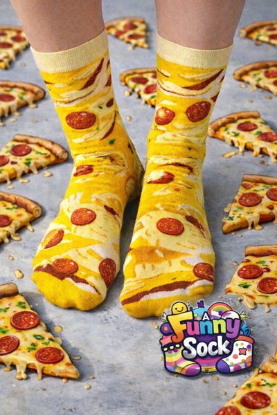 Funnysocksonline 🍕 Pizza Dilimi Tasarımlı Funny Sock Çorap – Özel Kutulu