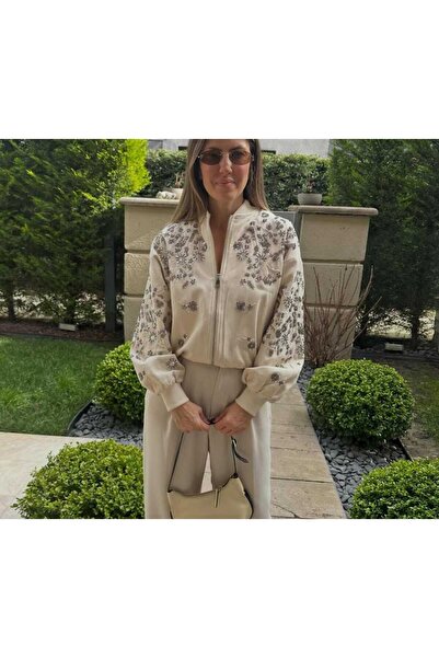 KAREN Taş İşlemeli Tasarım Bomber Ceket – Şık ve Zarif