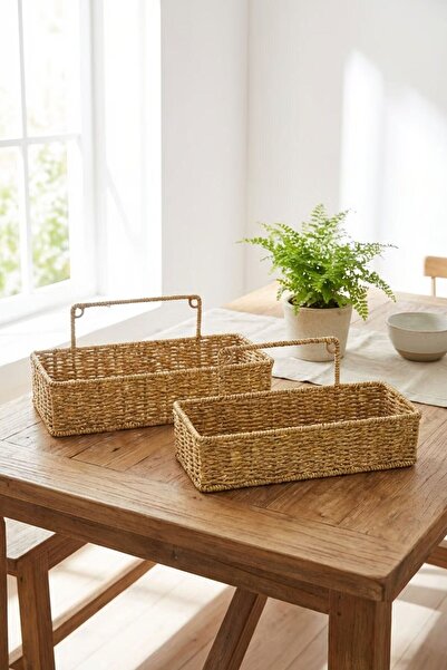 plentiful ®   2-Piece Wall-Mounted Plastic Rattan Organizer – Rectangular Wic...