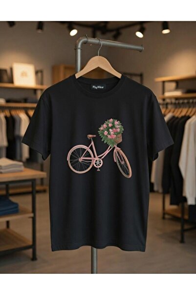 playwear Tricou unisex cu imprimeu floral pentru ciclism, cu potrivire confor...