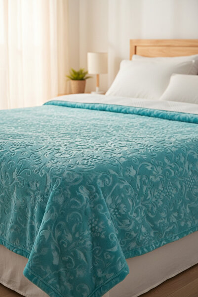 Özdilek Prestige Embossed Double Blanket - Turquoise