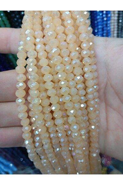 Ralp Moda خرز كريستال زجاجي 6 ملم 20 خيط باللون البيج الفاتح