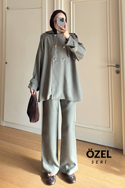 Mogi Butik Oversize Cut Double Button Detailed Hijab Women's Woven Suit 3159 ...