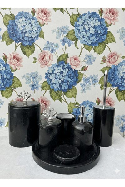 mermer home dekorasyon SİYAH MERMER BANYO SETİ 7 Lİ