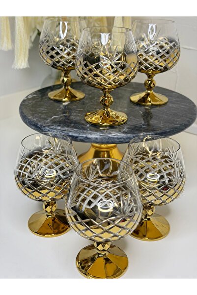 cicizuccaciye Bohemia 6 Lı Gold Yaldızlı Su & Meşrubat Bardağl