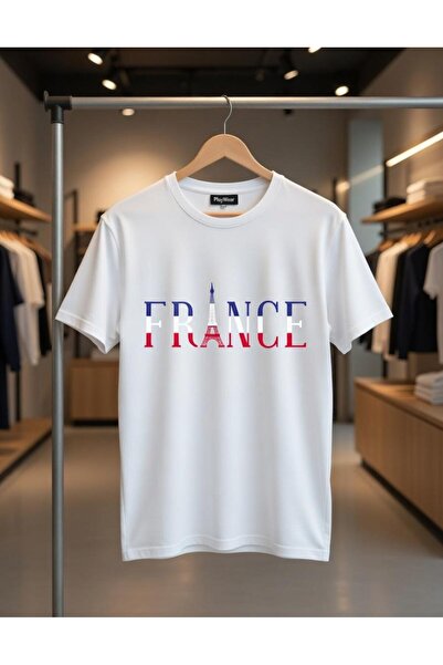 playwear Унисекс тениска с удобна кройка и щампа с текст  "Франция "
