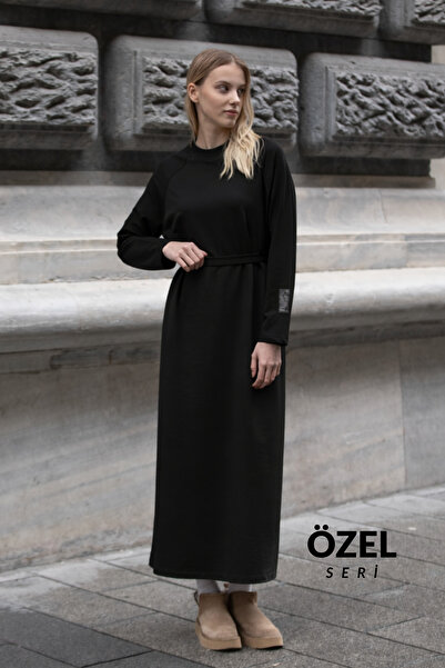 Mogi Butik Basic Hijab Women's Combed Cotton Dress with Label Detail 3156 – S...