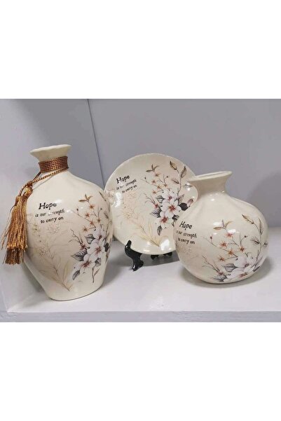 HomeNew Luxury decorative vase set - 3 pieces (flower design and optimistic p...