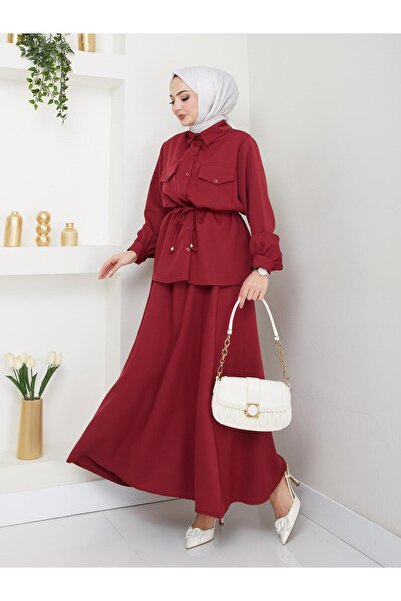 RAZENCİ Women's Two-Piece Suit with Skirt and Shirt with Pocket Details