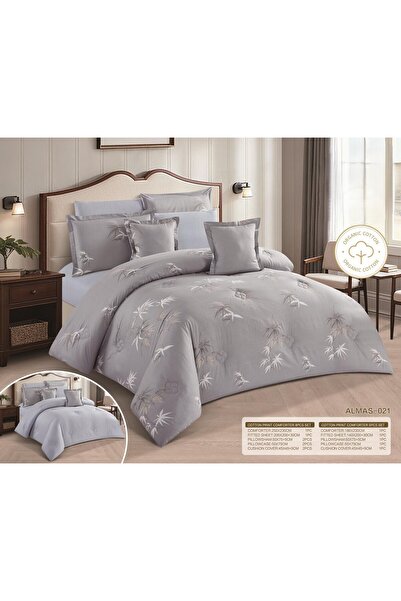 NAJMA 100% cotton double-sided printed bedspread, 8-piece comforter set, size...