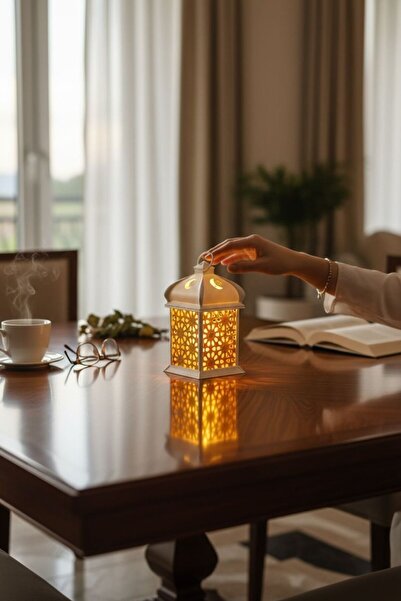 KUKO DESIGN Ramazan Feneri (Tealight LED Mum Hediyeli) Masaüstü Modern Işık D...