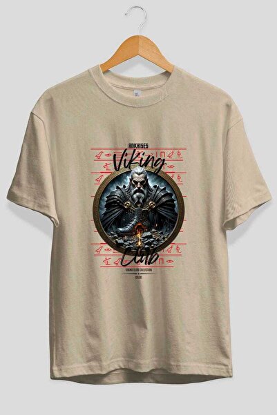 Ankhises Tricou Viking Mythology 22 pre-imprimat bej oversize Bărbați Femei T...
