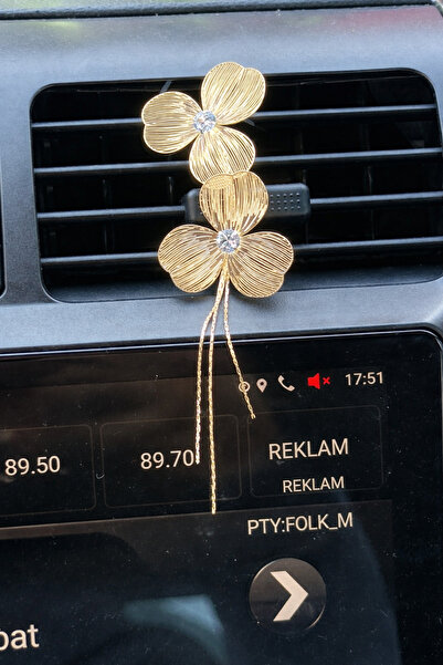 Çiçek Antalya زينة شبك تكييف السيارة على شكل زهرة ذهبية من لونا شاين، إكسسوار...