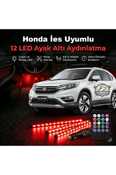STS Oto Aksesuar Honda İes Uyumlu RGB Ayak Altı LED 12 Led Kumandalı Müzik Du...