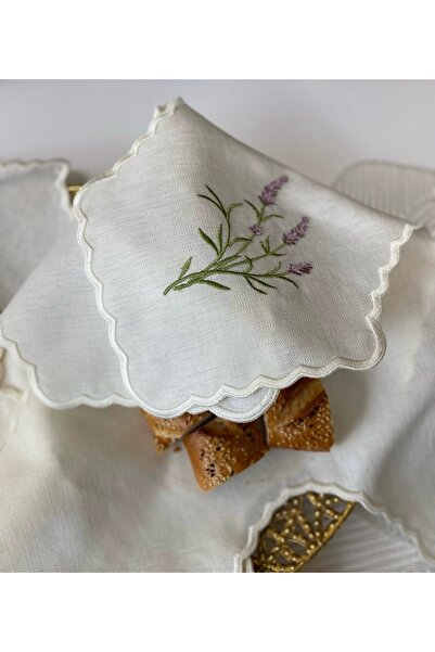 ELORA MAISON Lavanta Nakışlı Ekmek Sepeti Örtüsü, Ekmeklik