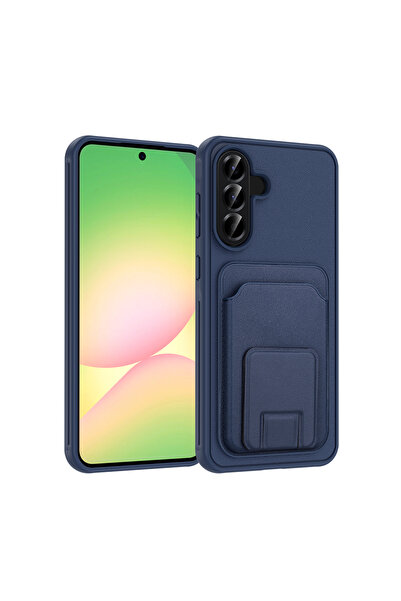 Techaks غطاء حماية لهاتف جالاكسي A56 مع حامل بطاقات من مادة TPU TCHS - أزرق داكن