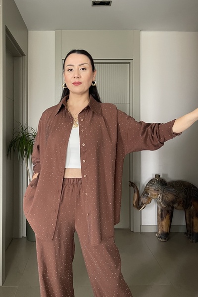 Butik Didem Sakinci Shiny Stone Shirt Pants Tiril Set