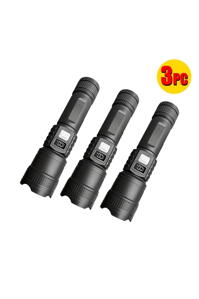 BUYMART 3 PCs High Strong Power Led Flashlights 300000LM Tactical Torch with ...