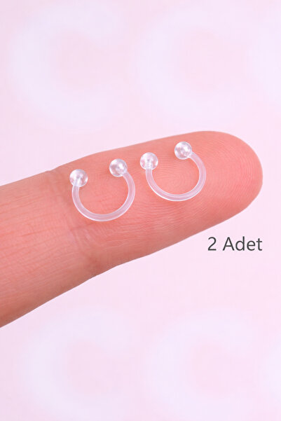 Sacce Scarves&Accessories Bioflex Halka Piercing 2 Adet Şeffaf Çift Top Kulak...