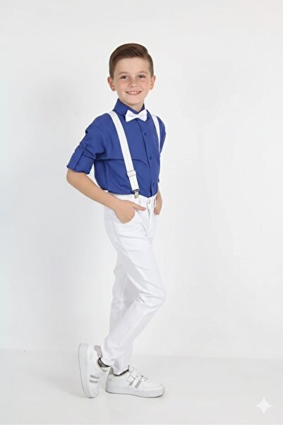 JOGCO Komplet za dečake: pantalone sa tregerima i košulja sa leptir mašnom - ...