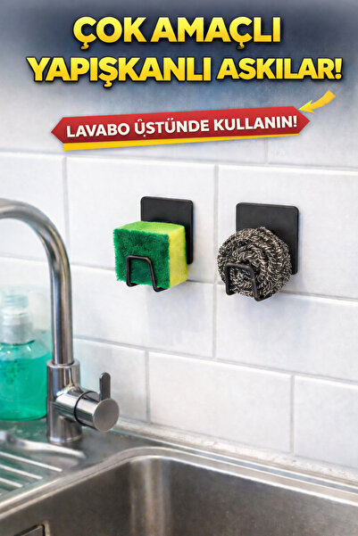 Cherie Home Güçlü Yapışkanlı Çok Amaçlı İkili Mutfak Düzenleyici Askı, Bulaşı...