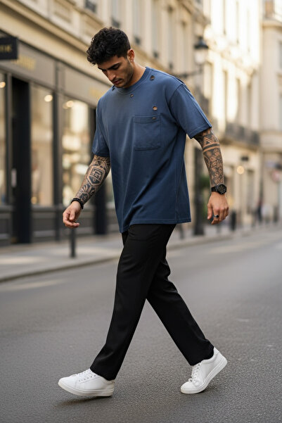 dehaine Men's premium T-shirt Y003, pre-washed and torn