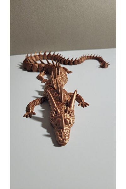 DoBi3D 🐉 55 CM Bakır Renkli Dev Ejderha Figürü – 3D Baskı Ejderha Heykeli – ...