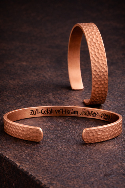 İyyaKee Erkek Kadın Bakır Bileklik İçi Dualı Model Dövme Sanatı Saf Bakır Kel...