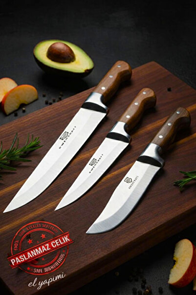 SWENCRAFT 3 Adet Et Sebze Yüzme Bıçak Mutfak Kurban Ekmek Bilezikli 3 Lü Bıça...