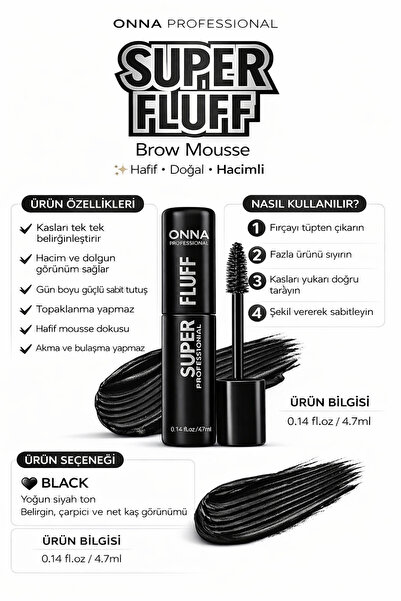 Sibelon Super Fluff Kaş Maskarası – Hacim & Sabitleyici Etkili Brow Gel 4.7 ml