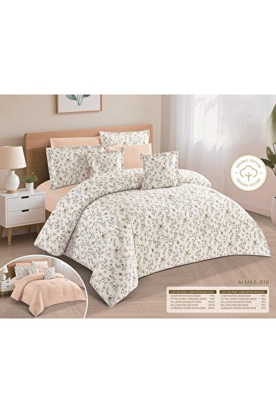 NAJMA 100% cotton double-sided printed bedspread, 8-piece comforter set, size...