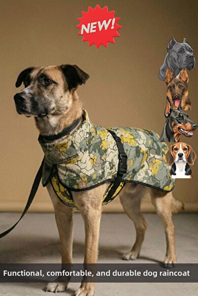 salya store معطف واق من المطر للكلاب من السلالات الكبيرة، بيكسل وإيرث كامو 9-...