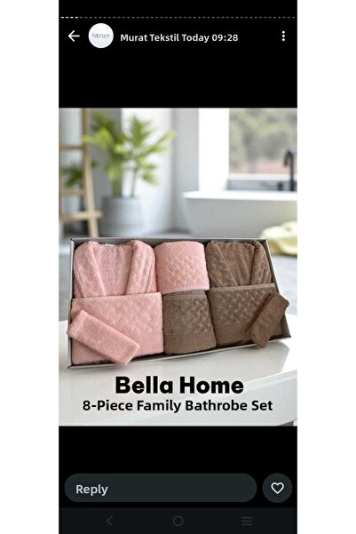 Bella Home طقم روب حمام عائلي مكون من 8 قطع - 100% قطن - علبة فاخرة أصلية