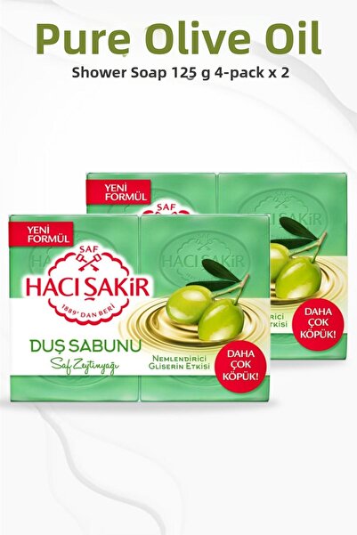 KARAŞEN GROSS SANAL MARKET Hacı Sakır Pure Olive Oil Glycerin Shower Soap 4 X...