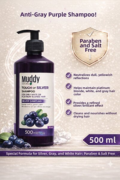 Muddy شامبو إزالة الذهبي الأرجواني شامبو لمسة فضية 500 مل Smp1