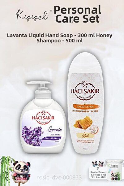 Hacı Şakir صابون سائل مريح باللافندر 300 مل - شامبو بالعسل 500 مل وروزي
