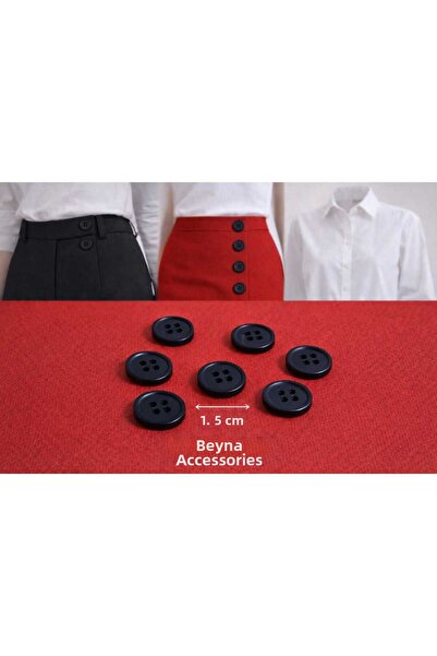 Beyna Italian Black Polyester Button 1.5 cm 1 Pack 20 Pieces