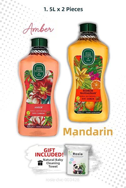 Eyüp Sabri Tuncer 1.5 لتر صابون سائل عنبر وبرتقالة بودروم وروزي
