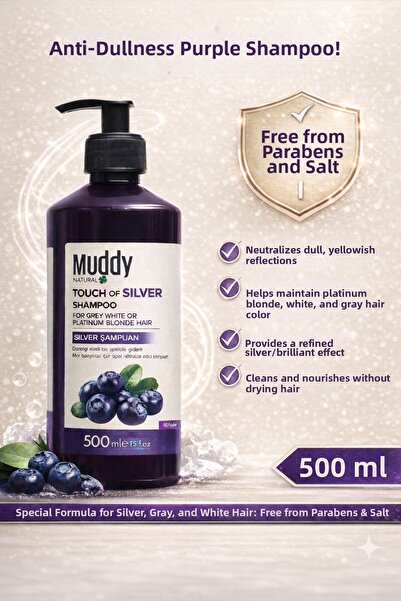 Muddy علاج دوريليك 500 مل شامبو أرجواني للشعر الأبيض والرمادي