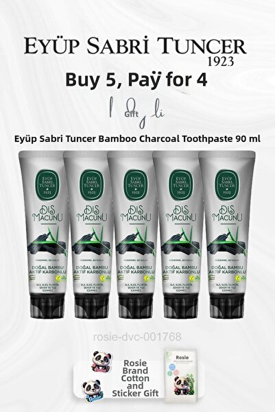 Eyüp Sabri Tuncer معجون أسنان كربوني من الخيزران سعة 90 مل - اشتري 5 واحصل عل...